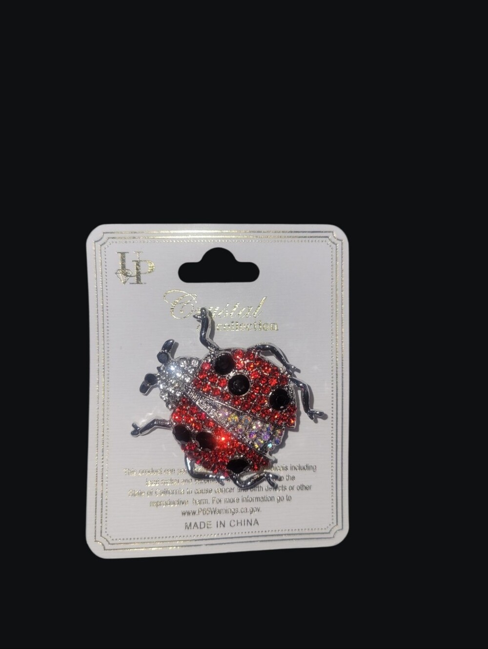 Red Crystal Ladybug Brooch